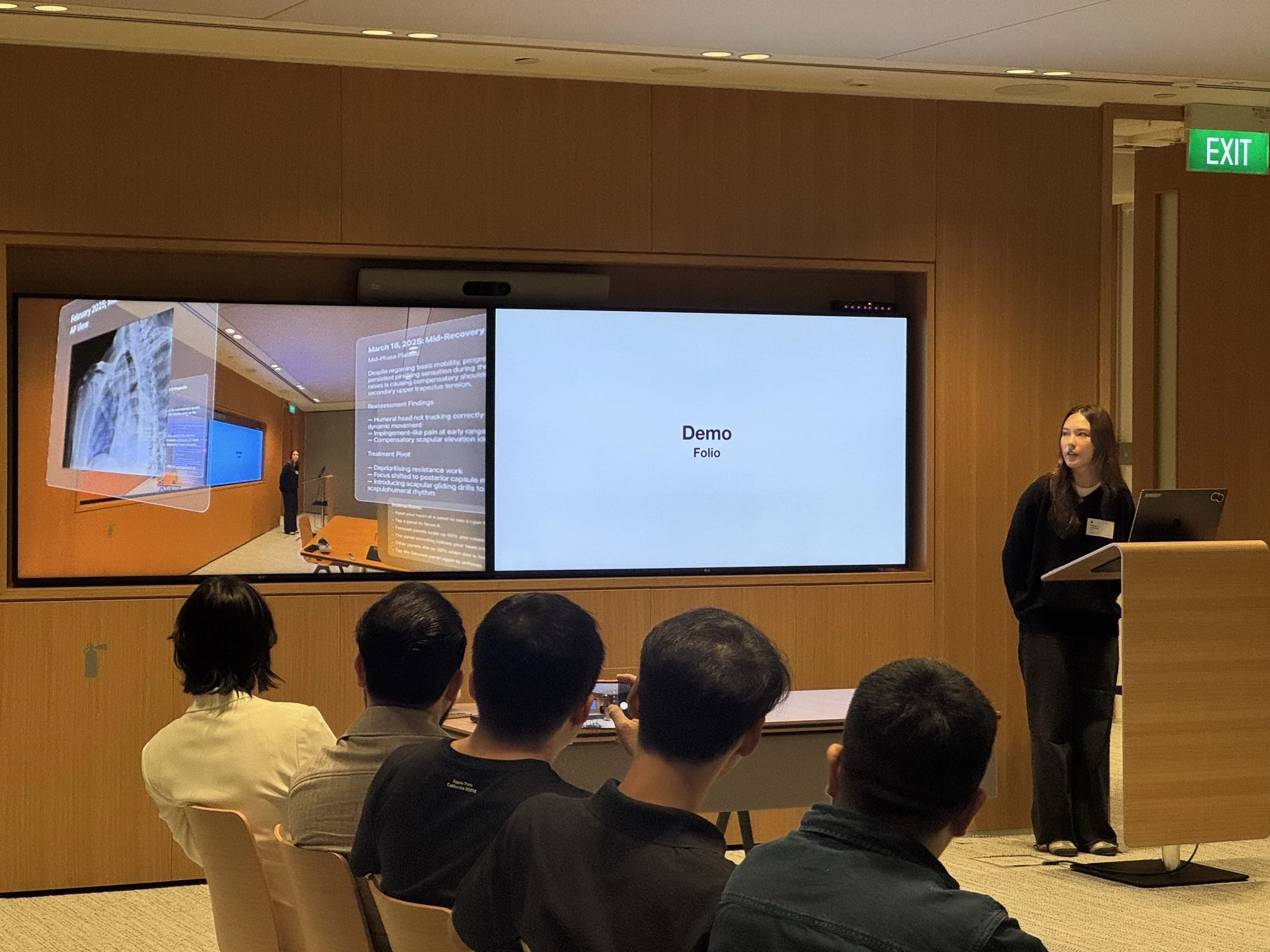 Ubin presenting the Folio demo at the Apple Developer Center, the medical use case on screen.
