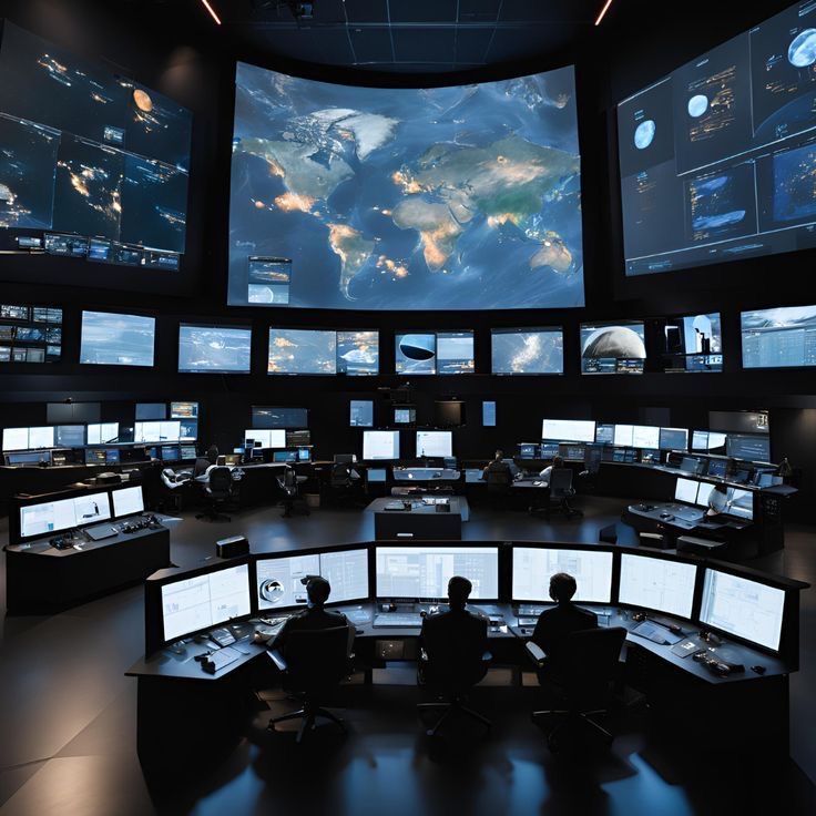 Air traffic control room.