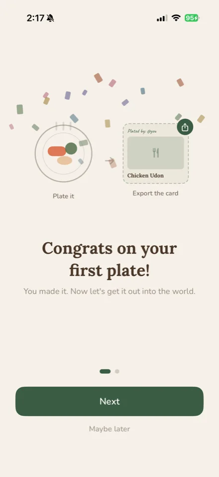 The first recipe creation flow, step one